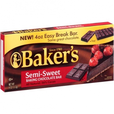 Bakers Semi-Sweet Baking Chocolate Bar 113g (4oz) - 12 Packs CASE BUY