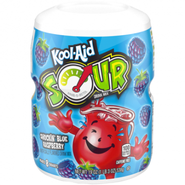 Kool Aid Sour Shockin' Blue Raspberry Powdered Drink Mix 538g Tub