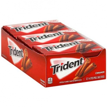 Trident Value Pack Cinnamon (Pack of 12) Sugarfree Gum  CASE BUY