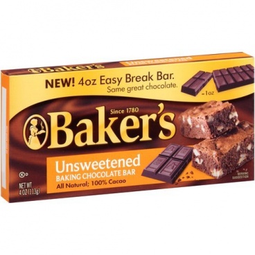 Bakers Unsweetened Baking Chocolate Bars 113g (4oz)