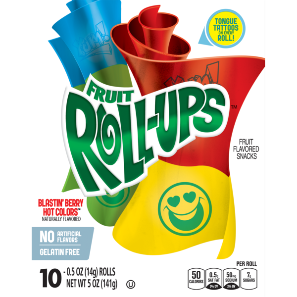 Fruit Roll Ups Blastin Berry Hot Colors 0.5 oz pack of 2