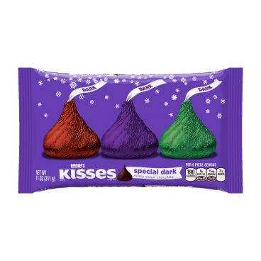 Hershey's  Christmas Chocolate  Dark Kisses  311g Bag Mildly Sweet