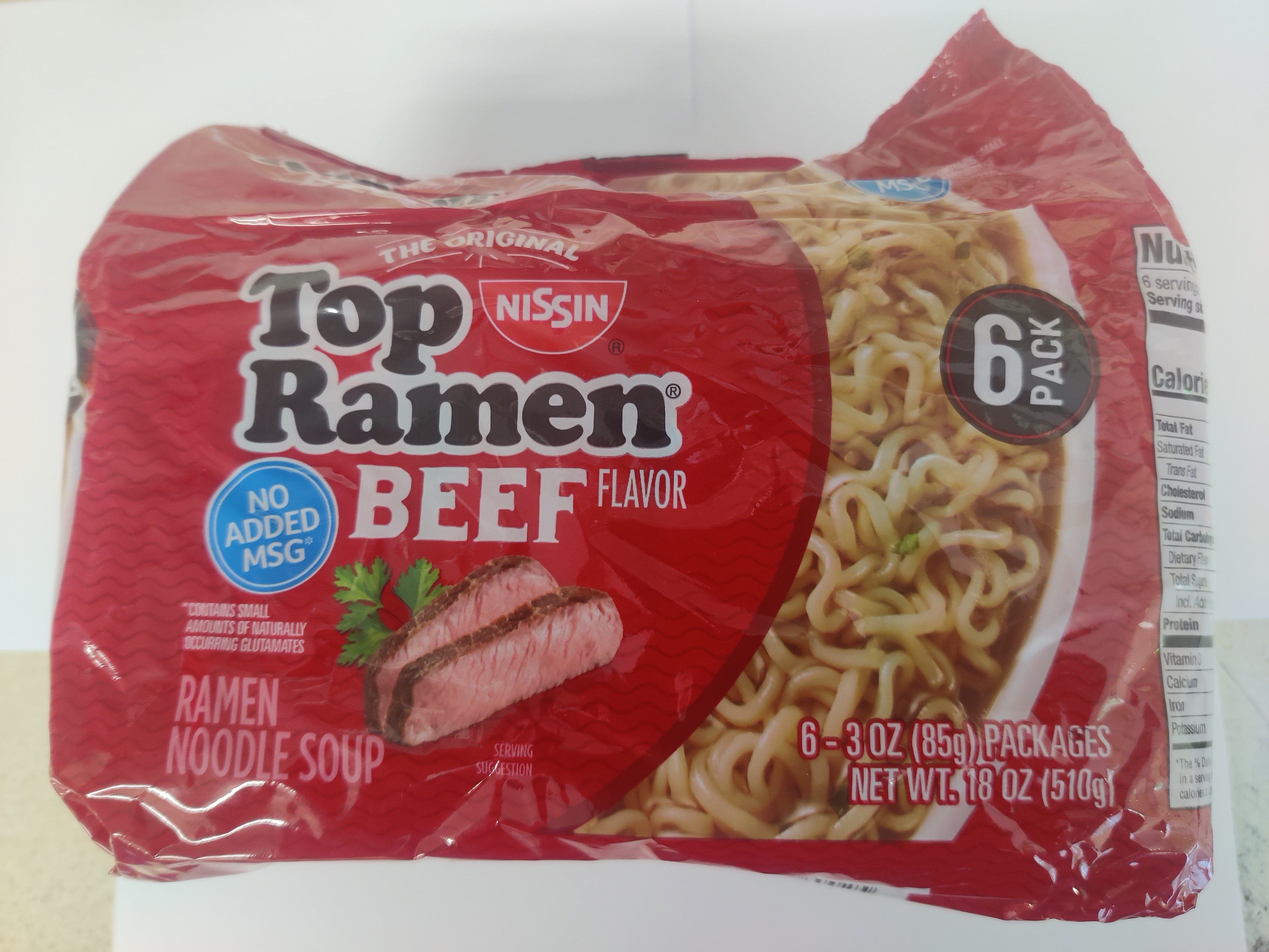 Top Ramean Top Ramen Beef Flavor 6 Packages of 3oz- 85g - American Food Store