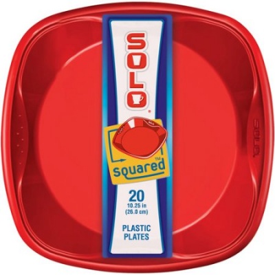 SOLO Grip Square Red Plate 9in 20 count/pack