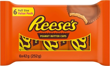 Reese's Milk Chocolate & Peanut Butter Cups 6 Full Size Bars 255g