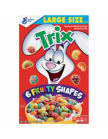 General Mills Trix Cereal- 394g -13.9oz-(PACK OF 2) Fruit Flavored Sweetened Corn Puffs