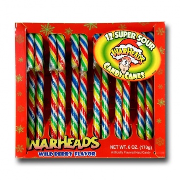 WARHEADS SOUR CANDY CANES - 12 Canes Pack